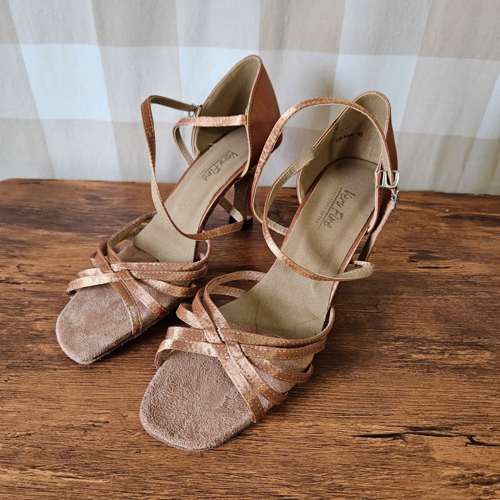 Very‎ Fine Latin Ballroom Dance Shoes Women's Size 10 Copper Strappy Heels